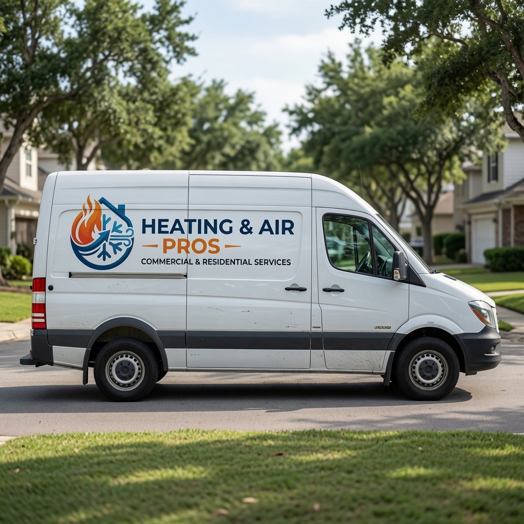 Local heating and air service van serving Tempe